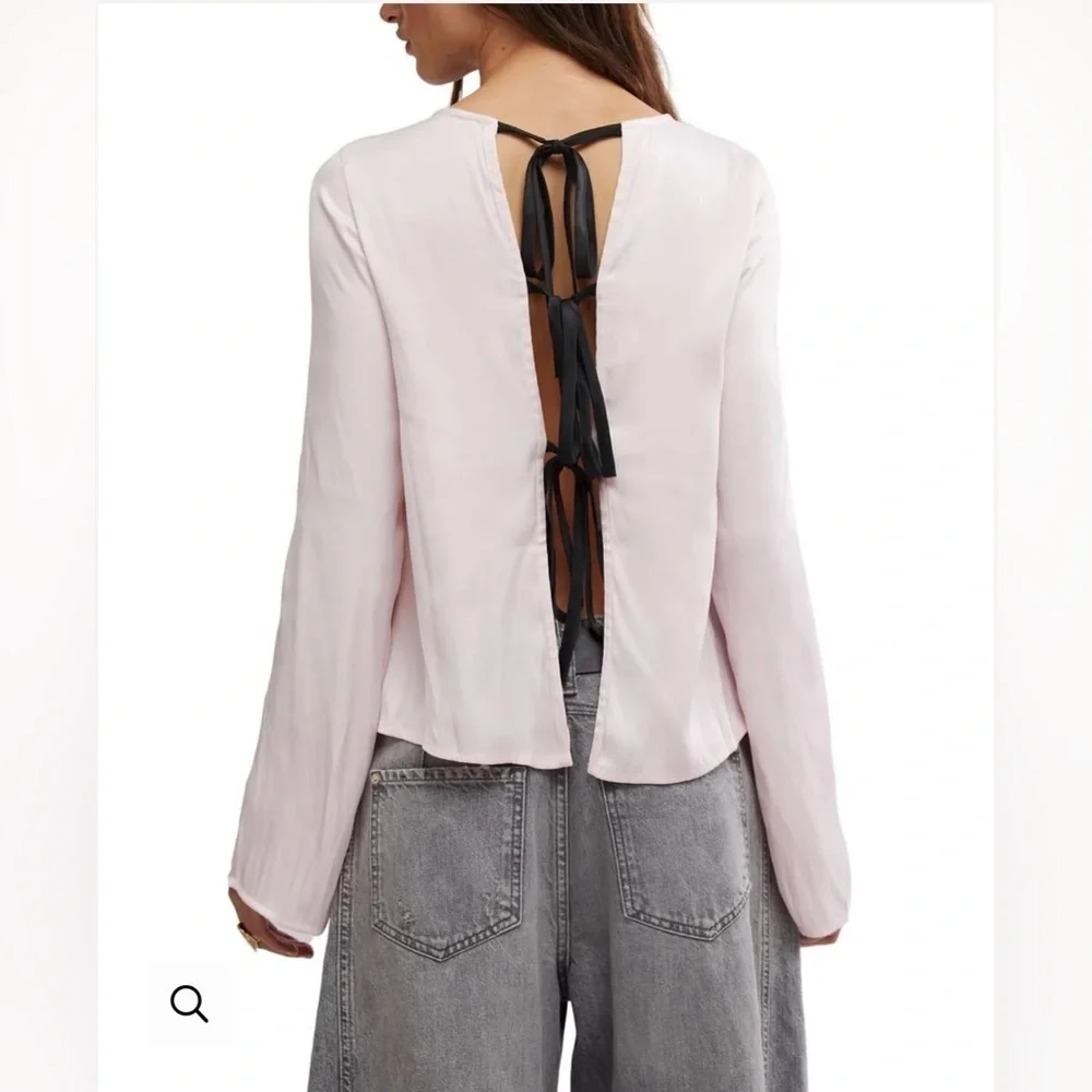 NWOT Free People Arabella Flowy Tie-Up Back Blouse Size Medium